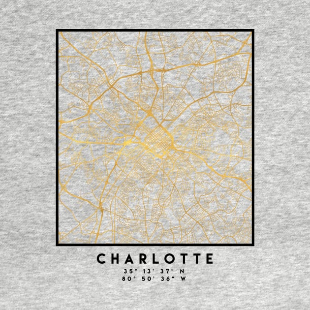 CHARLOTTE NORTH CAROLINA CITY STREET MAP ART by deificusArt